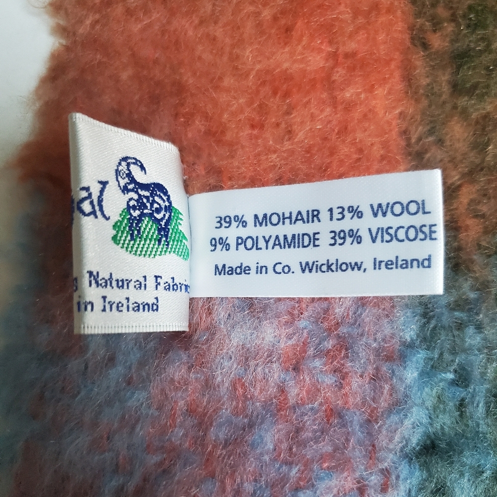 Donegal Design Mohair Blend Fringed Ski Scarf Made in Ireland - Picture 6 of 6